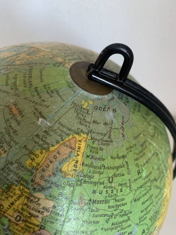 Globe vintage 1960 terrestre verre Girard et Barrère mappemonde - 27 cm