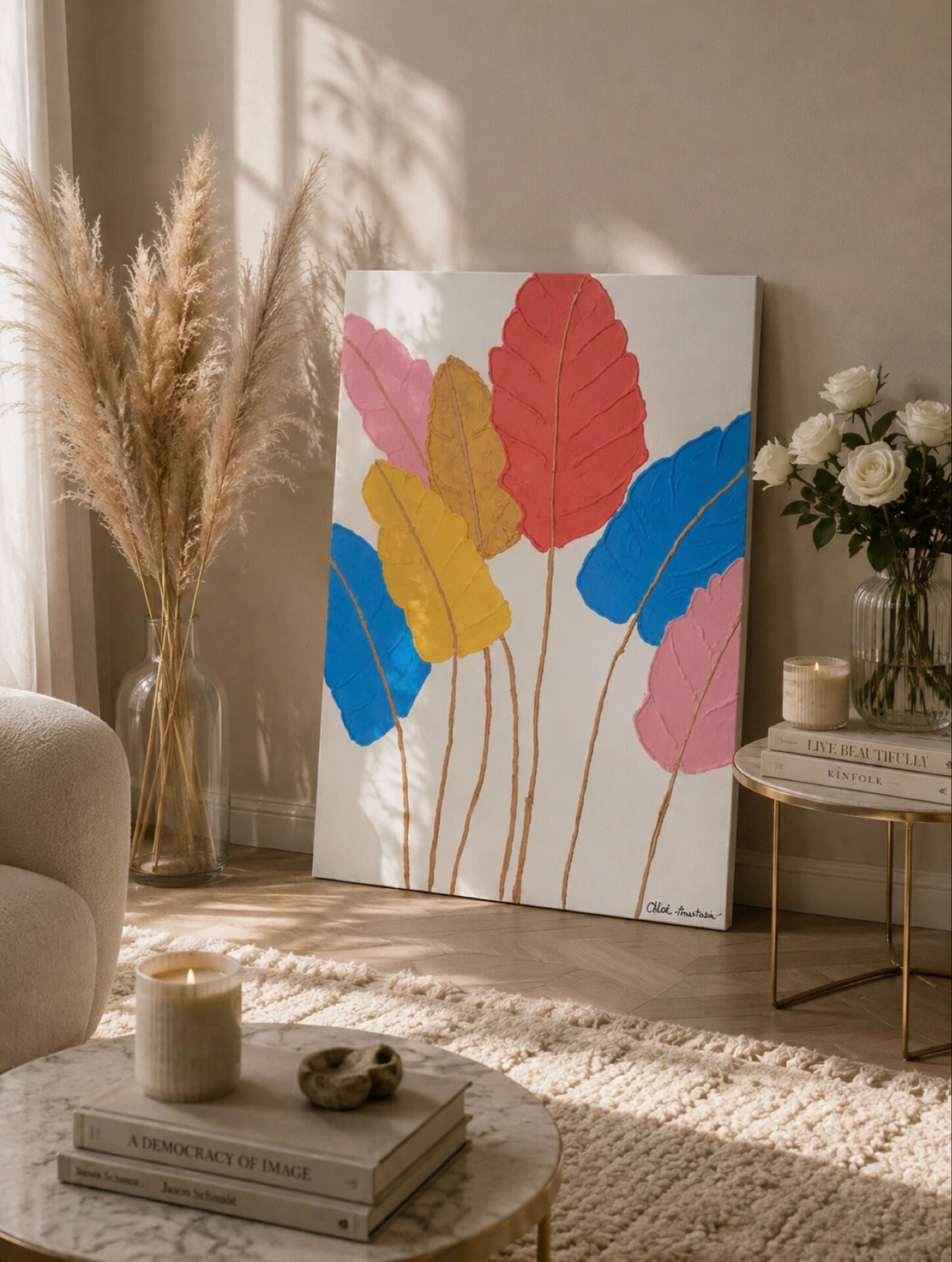 Life Splashes Textured Painting handmade 60x80cm signed with frame