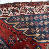 Antique 1920s Persian Hamadan rug, distressed tribal medallion, 128cm x 194cm