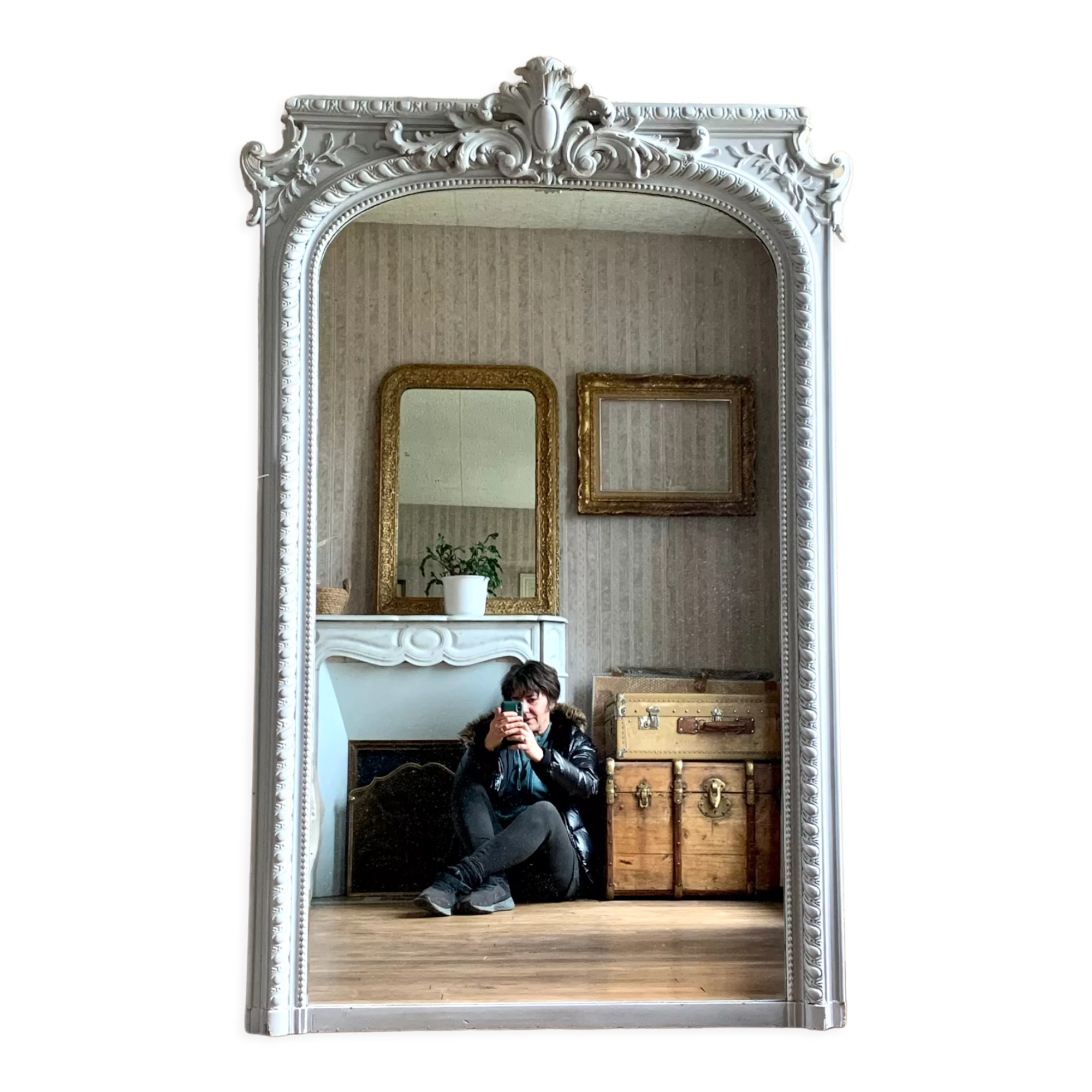 Mirror fireplace trumeau antique, 161x102 cm