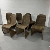 6 chaises design en rotin