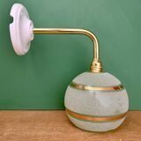 Applique globe vintage en verre granité vert et or