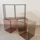 Set of 5 smoked Plexiglas lockers