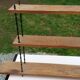 Vintage asymmetrical wall shelf in solid oak and metal from the 60s