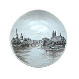 Plat en porcelaine vue de Zurich