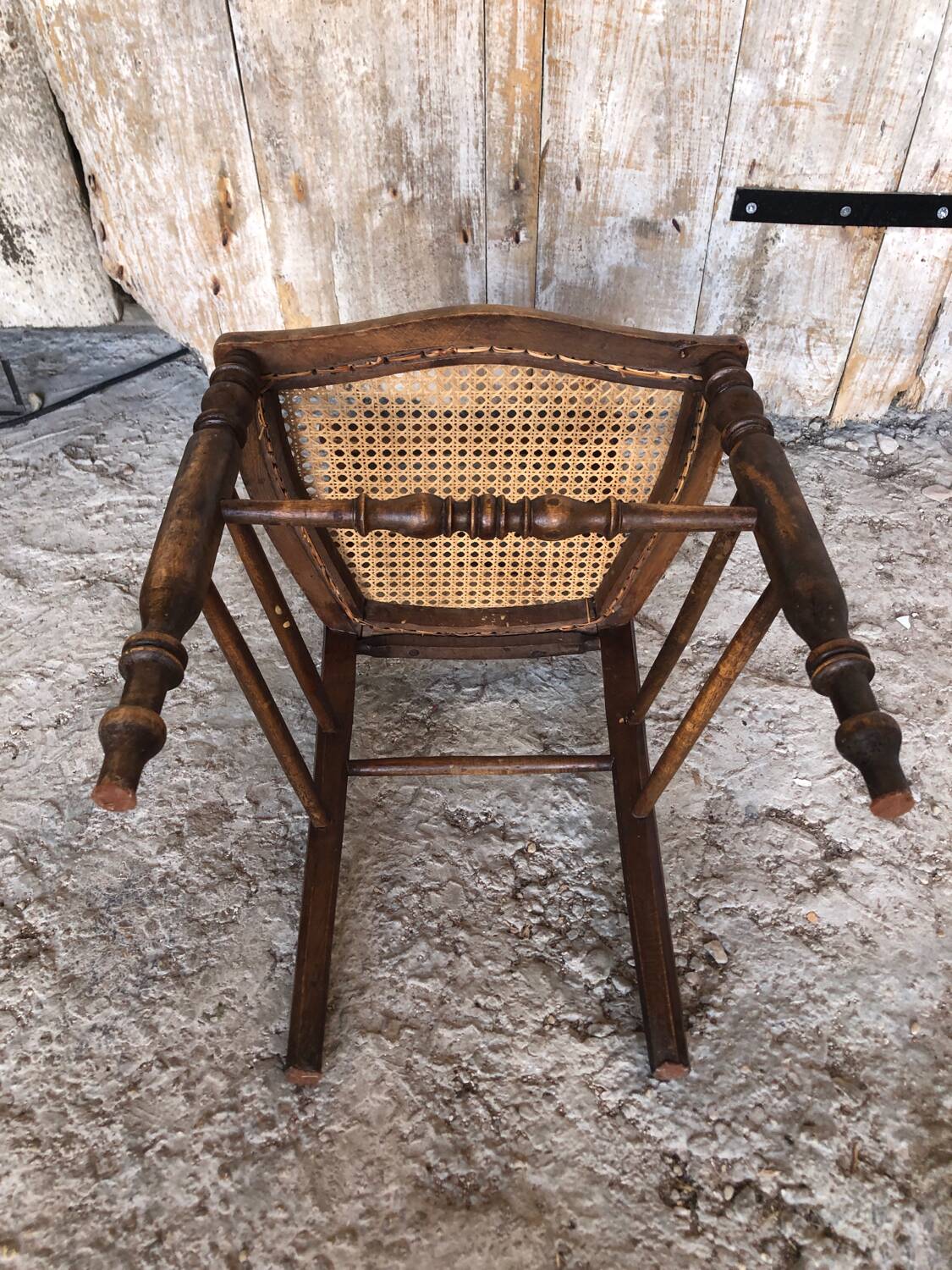 Carved Wood Chair & Vintage Cane Seat #A306