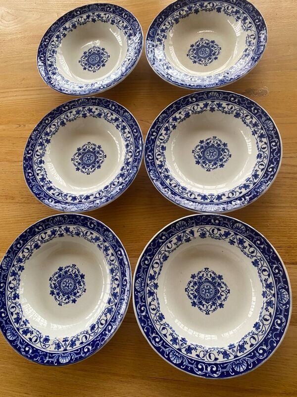 6 assiettes creuses Jules Vieillard Bordeaux