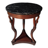 Empire style mahogany tripod pedestal table with swan neck legs
