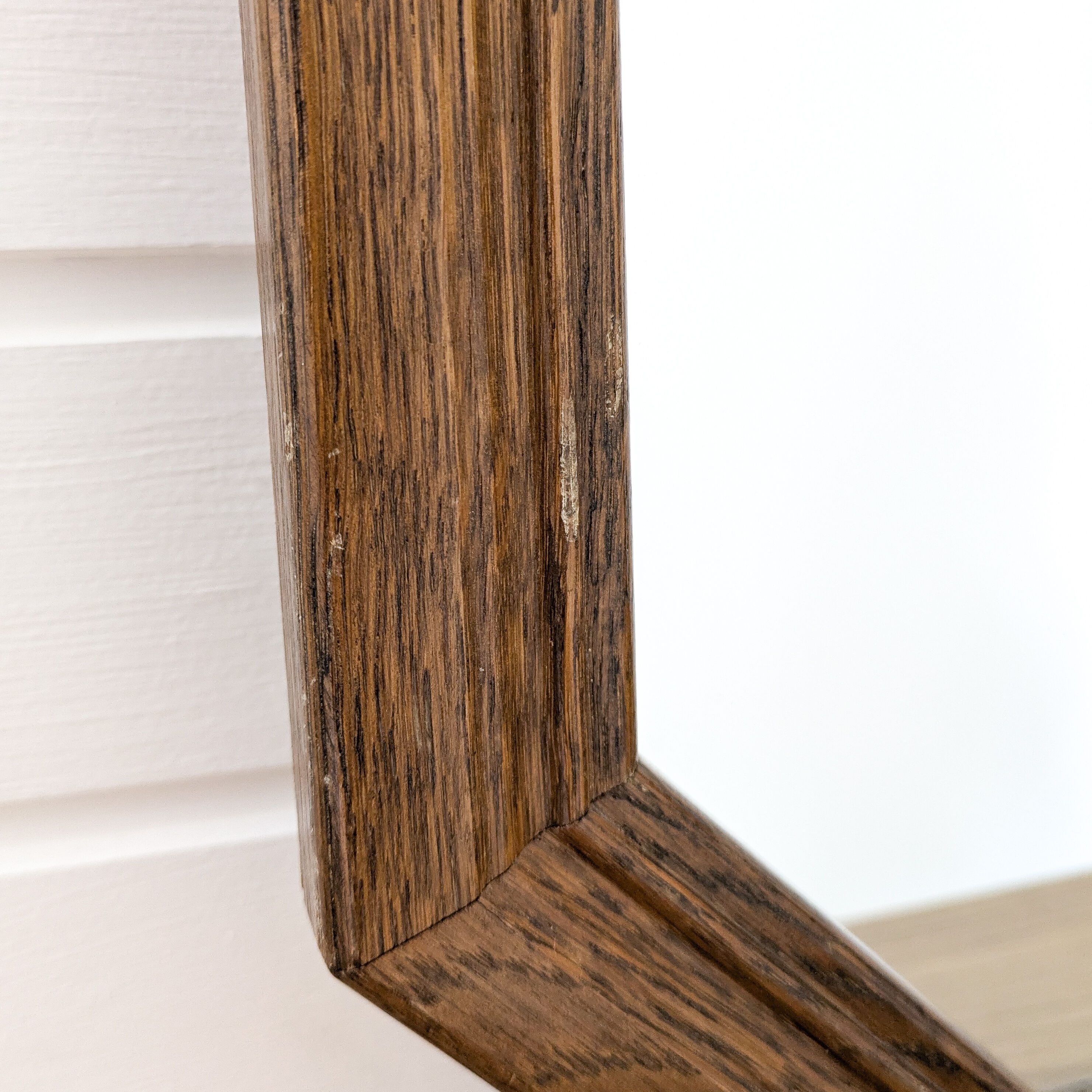 Miroir vintage octogonal en bois massif, style rustique ou entrée rétro