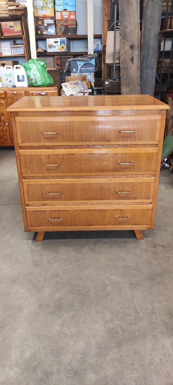 Vintage chest of drawers with 4 drawers, Scandinavian style compass feet