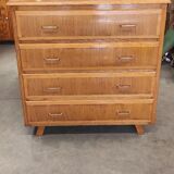 Vintage chest of drawers with 4 drawers, Scandinavian style compass feet