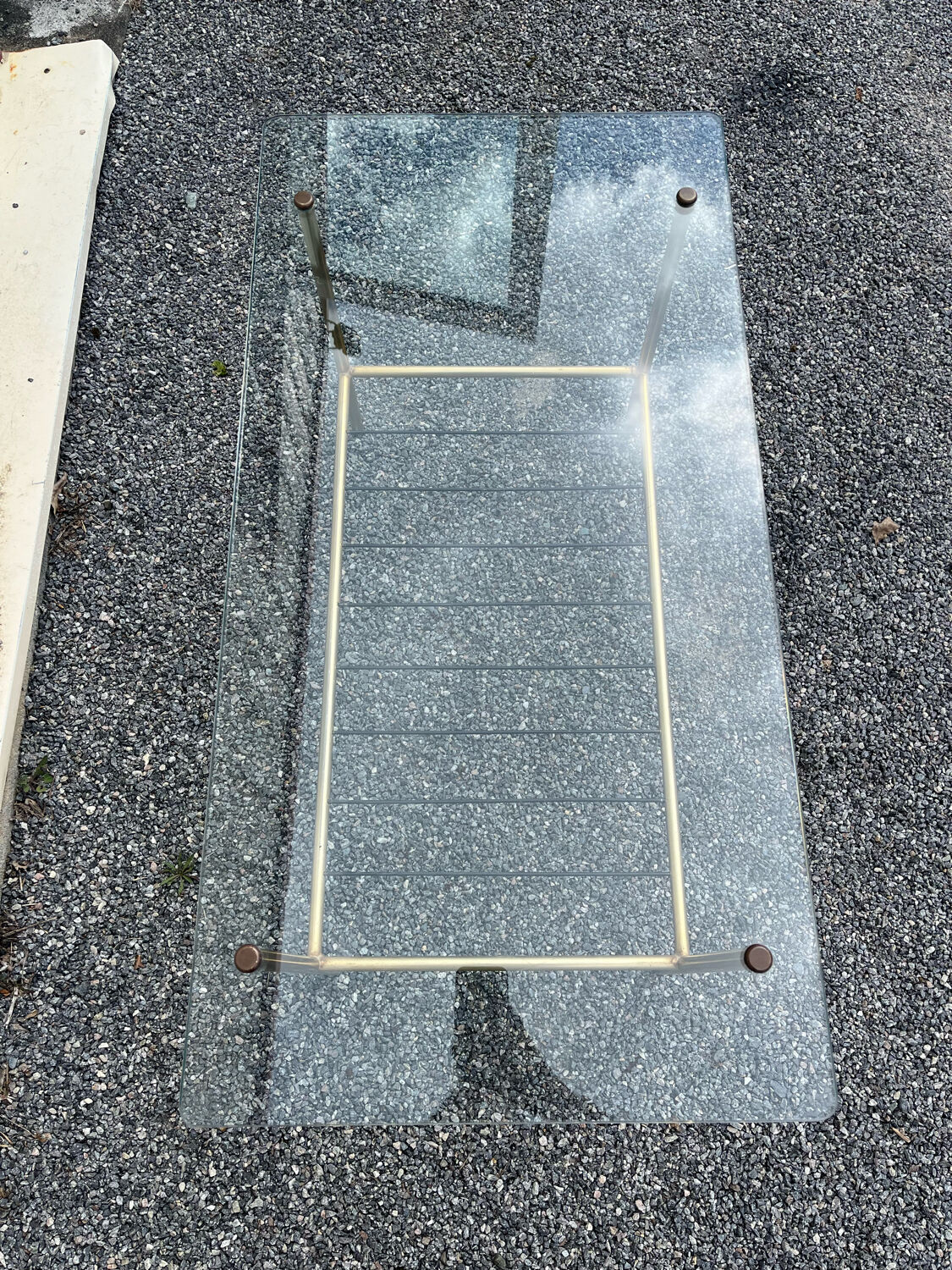 Vintage glass and brass coffee table