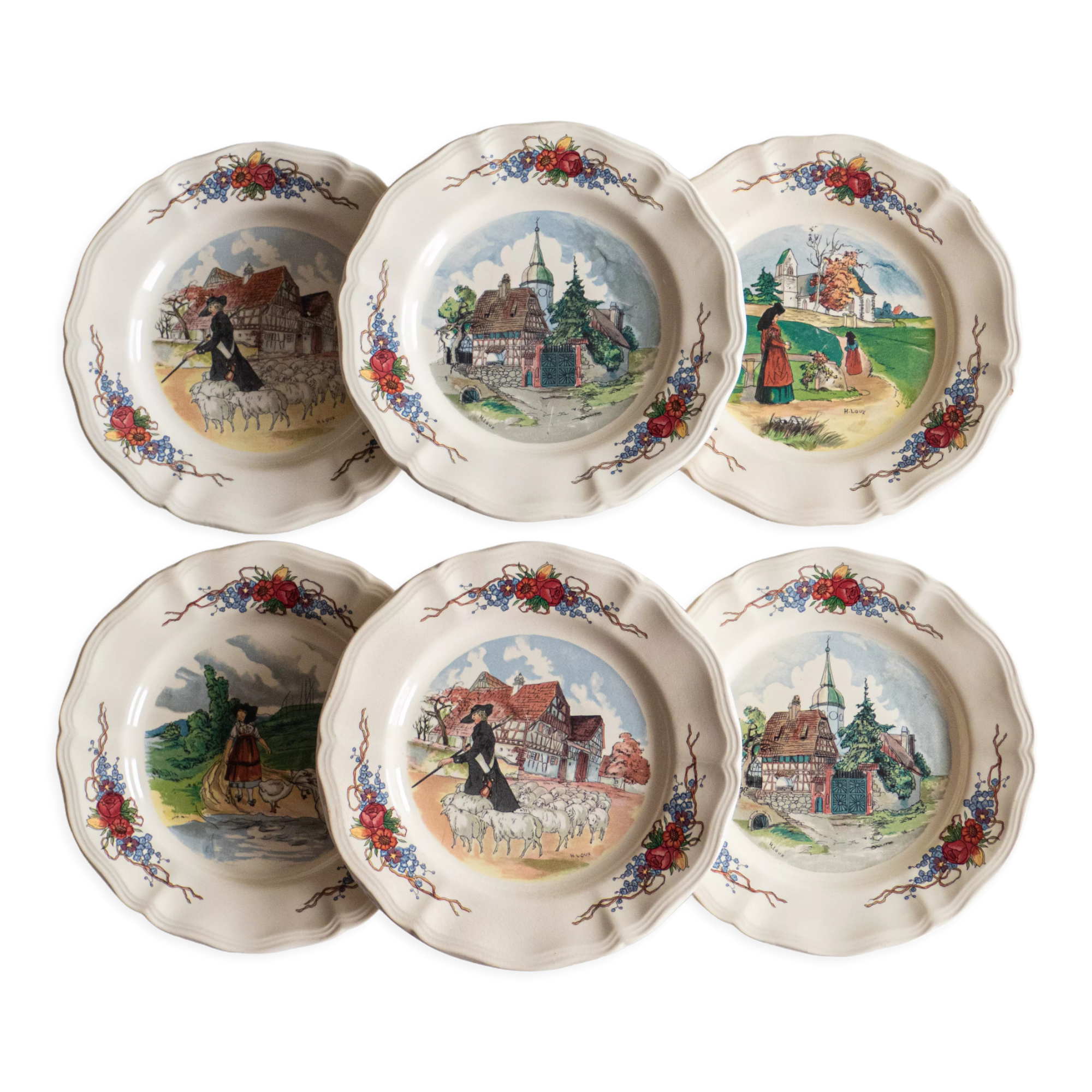 6 assiettes à dessert Obernai de Sarreguemines
