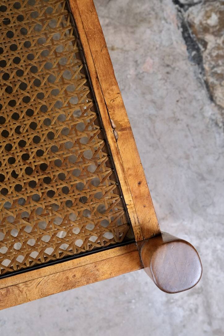 Cane and smoked glass coffee table, France, 1980.
