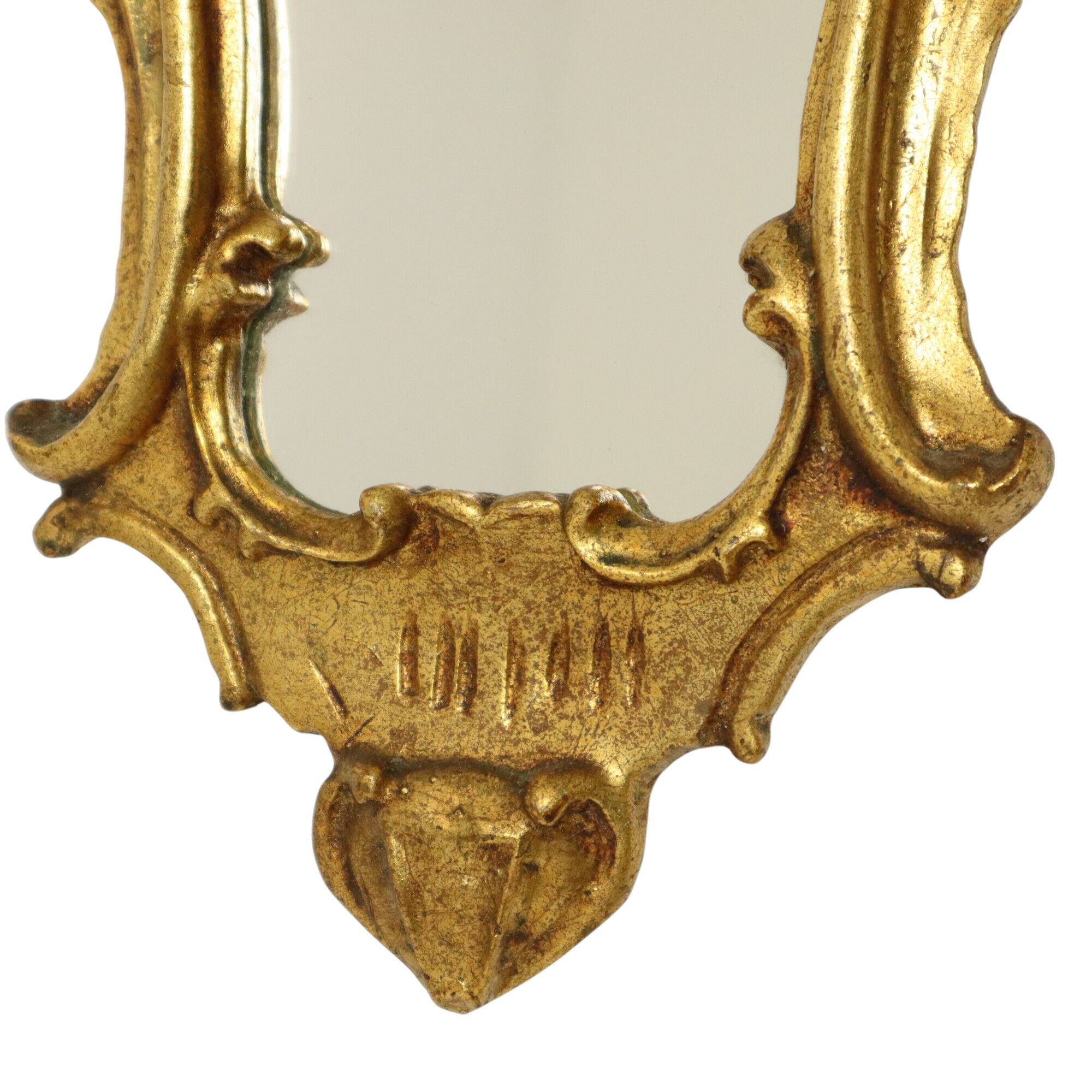 Classic Narrow Crested Mirror Gold Leaf Gilded Baroque Style 72cm