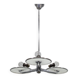 Restored Bauhaus or Art Deco chrome and glass chandelier, Czechoslovakia