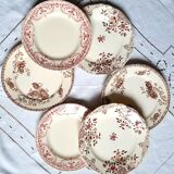 Assiettes plates anciennes dépareillées en faïence terre de fer