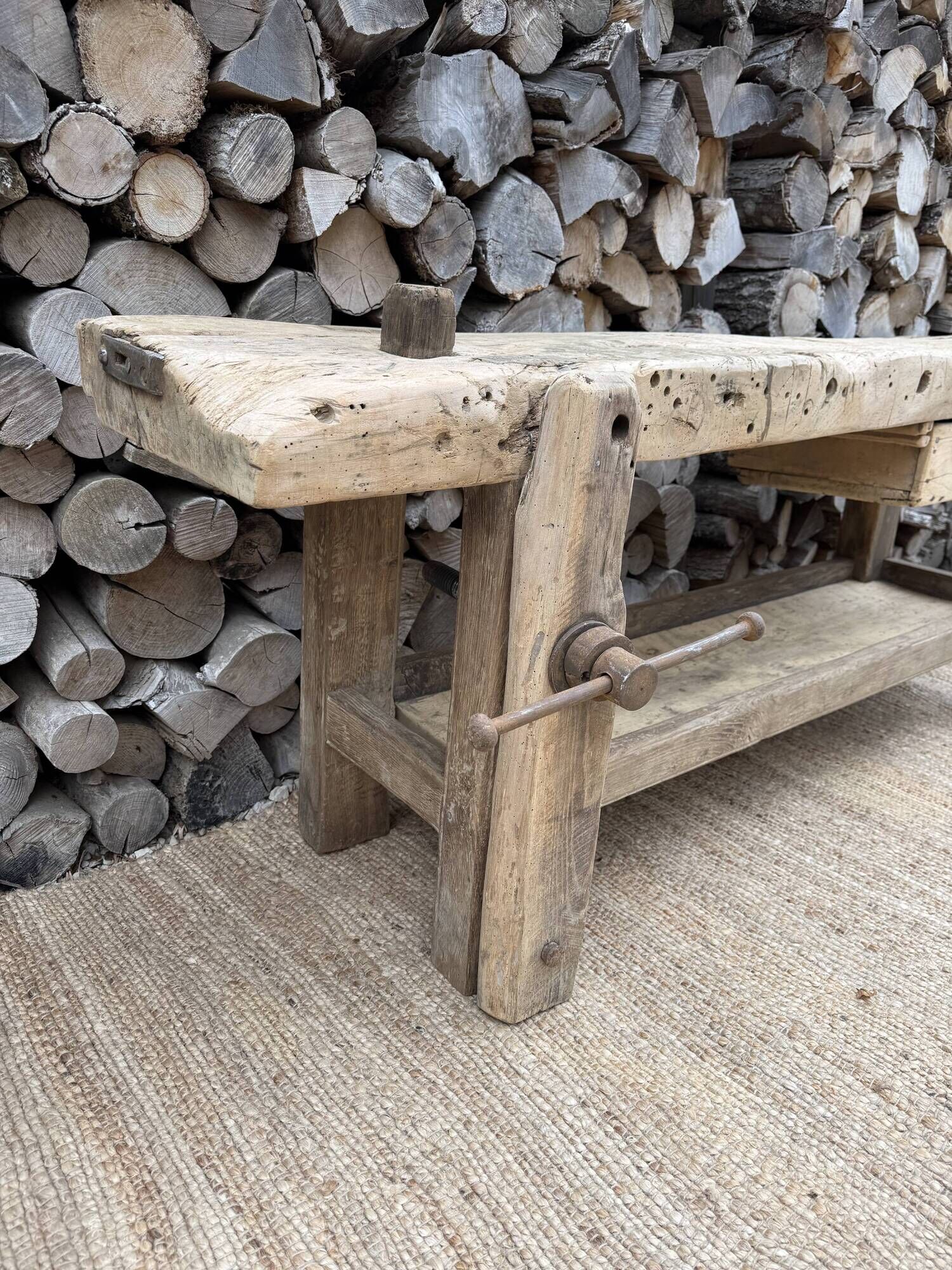 Renovated carpenter's workbench 170cm