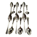 Set of 12 silver metal table spoons from christofle model "spatours"