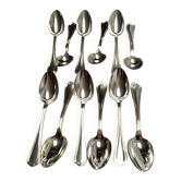 Set of 12 silver metal table spoons from christofle model "spatours"