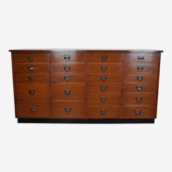 dutch industrial mahogany apothecary cabinet, mid-XXth century