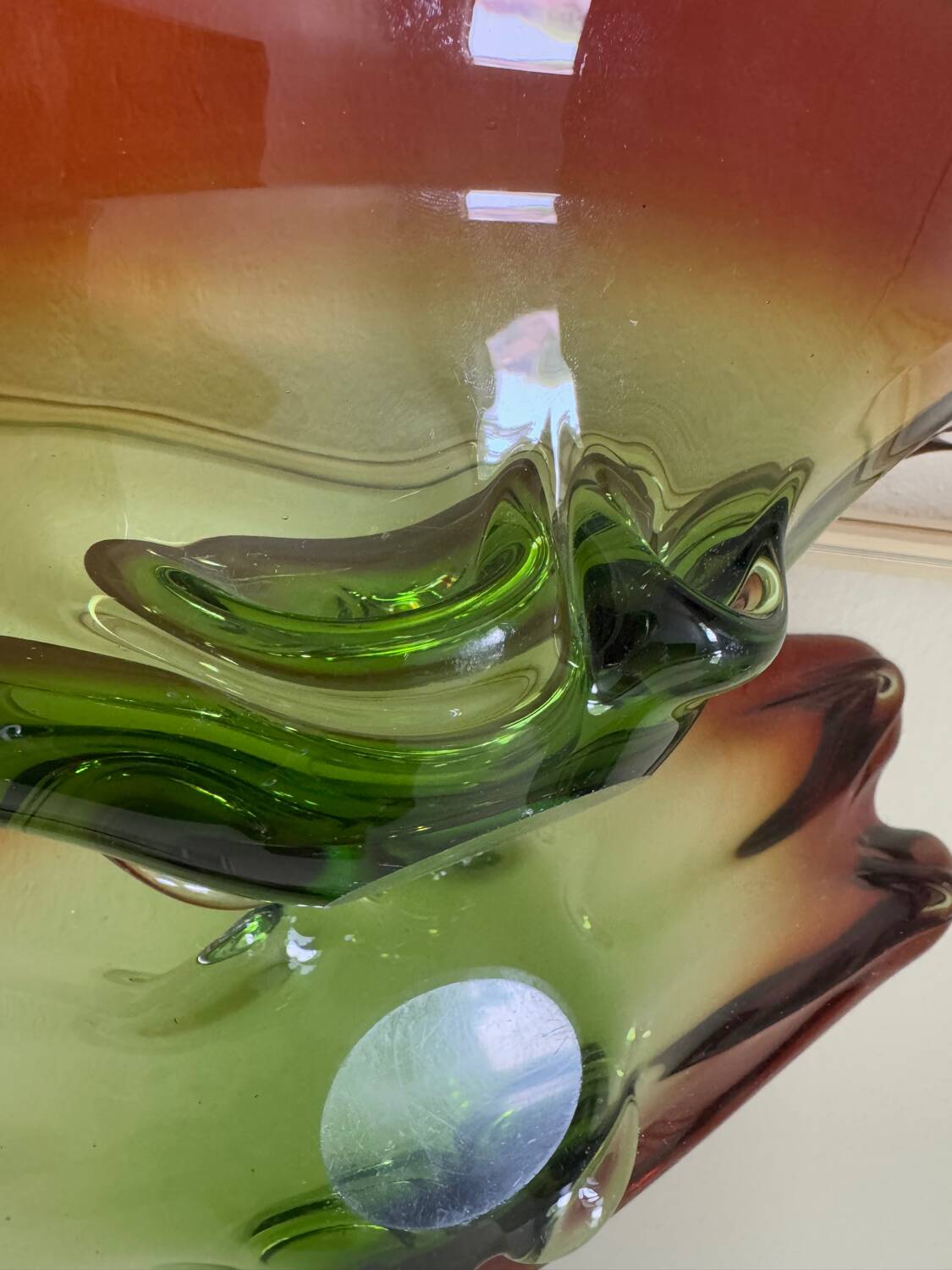 Large Murano crystal bowl from the 60s