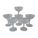 Set of 6 mismatched champagne glasses in crystal engraved years 50-60