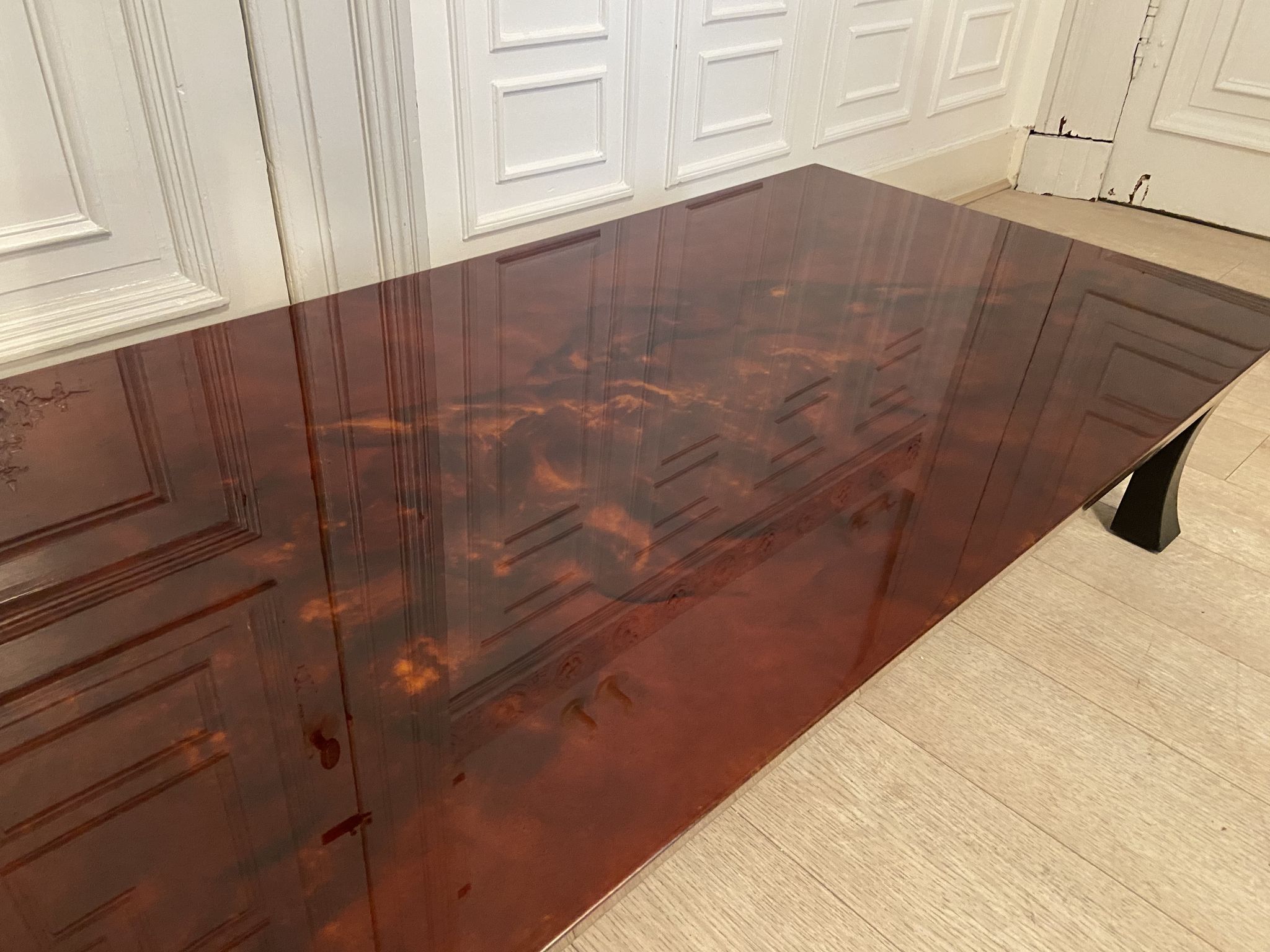 Coffee table, red and gold lacquer, 1970s