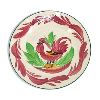 Plate old rooster earthenware Digoin Sarreguemines, French ceramic XXth century