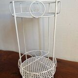 White perforated metal side table