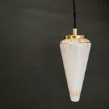 Vintage art deco globe pendant lamp in opaline