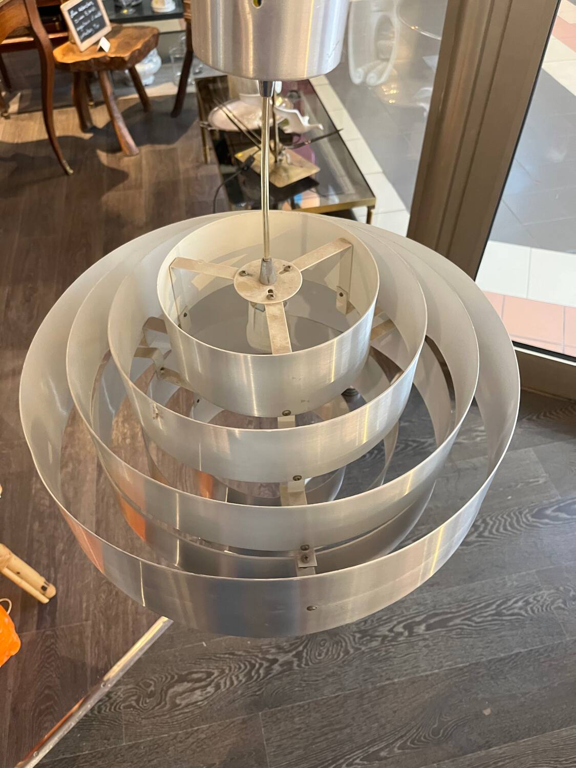 Poulsen Scandinavian brushed steel tiered pendant light