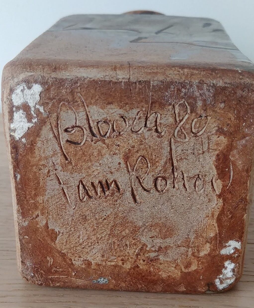 Signed sandstone vase