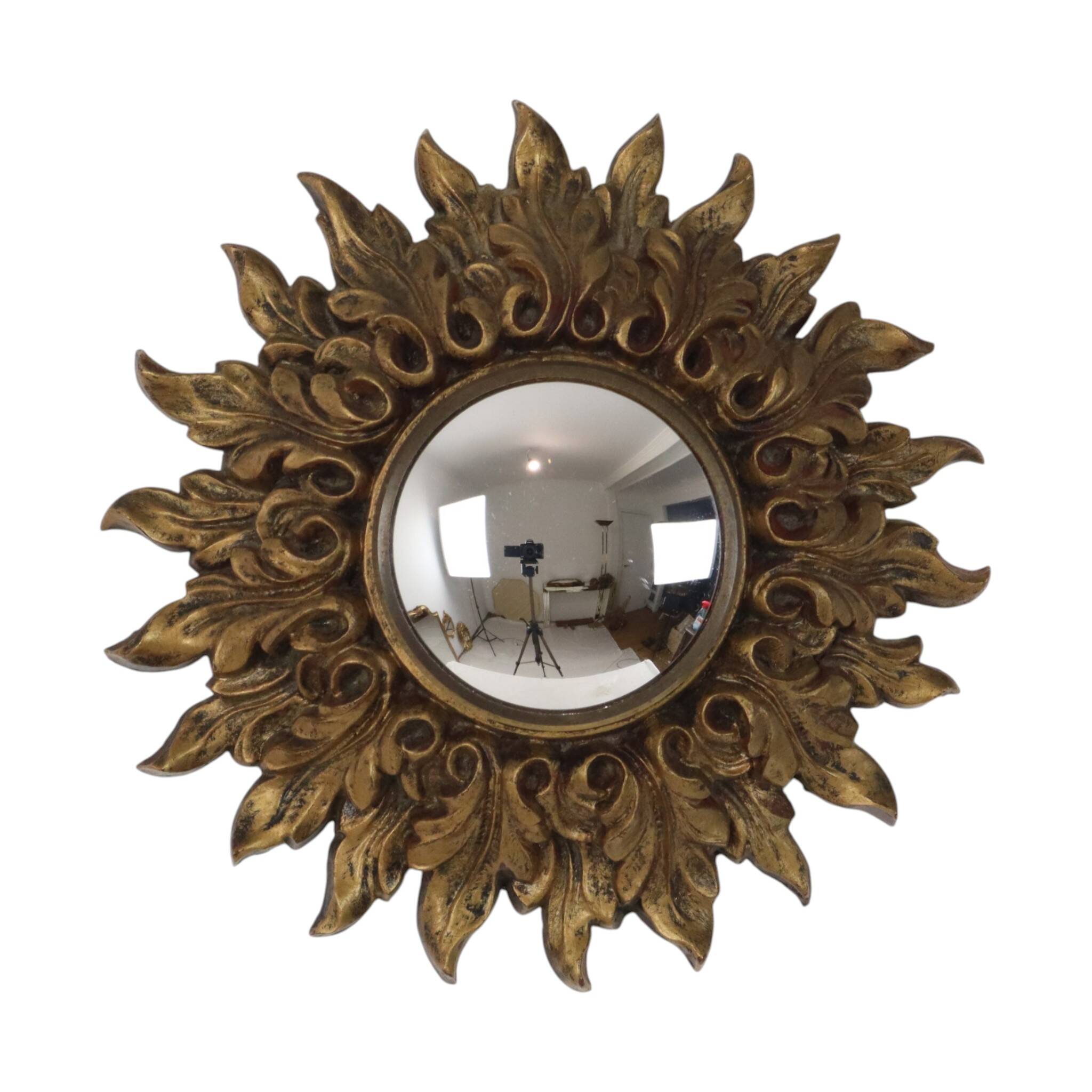 Petit miroir ensoleillé italien, style rococo, 24 cm