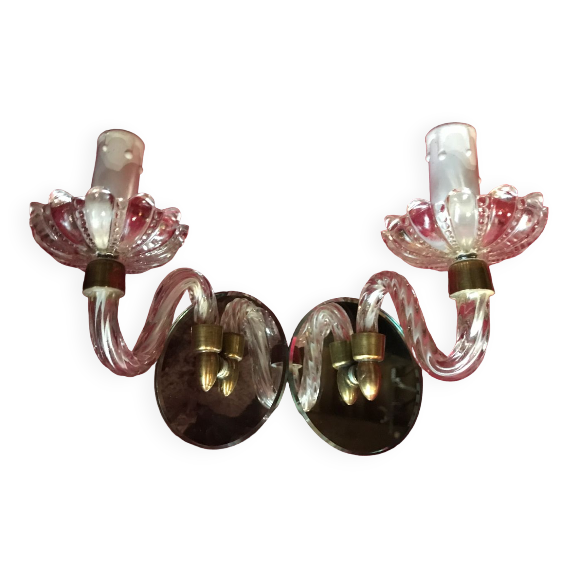 Pair of wall lights from the 1950s in murano glass