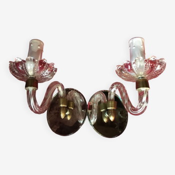 Pair of wall lights from the 1950s in murano glass