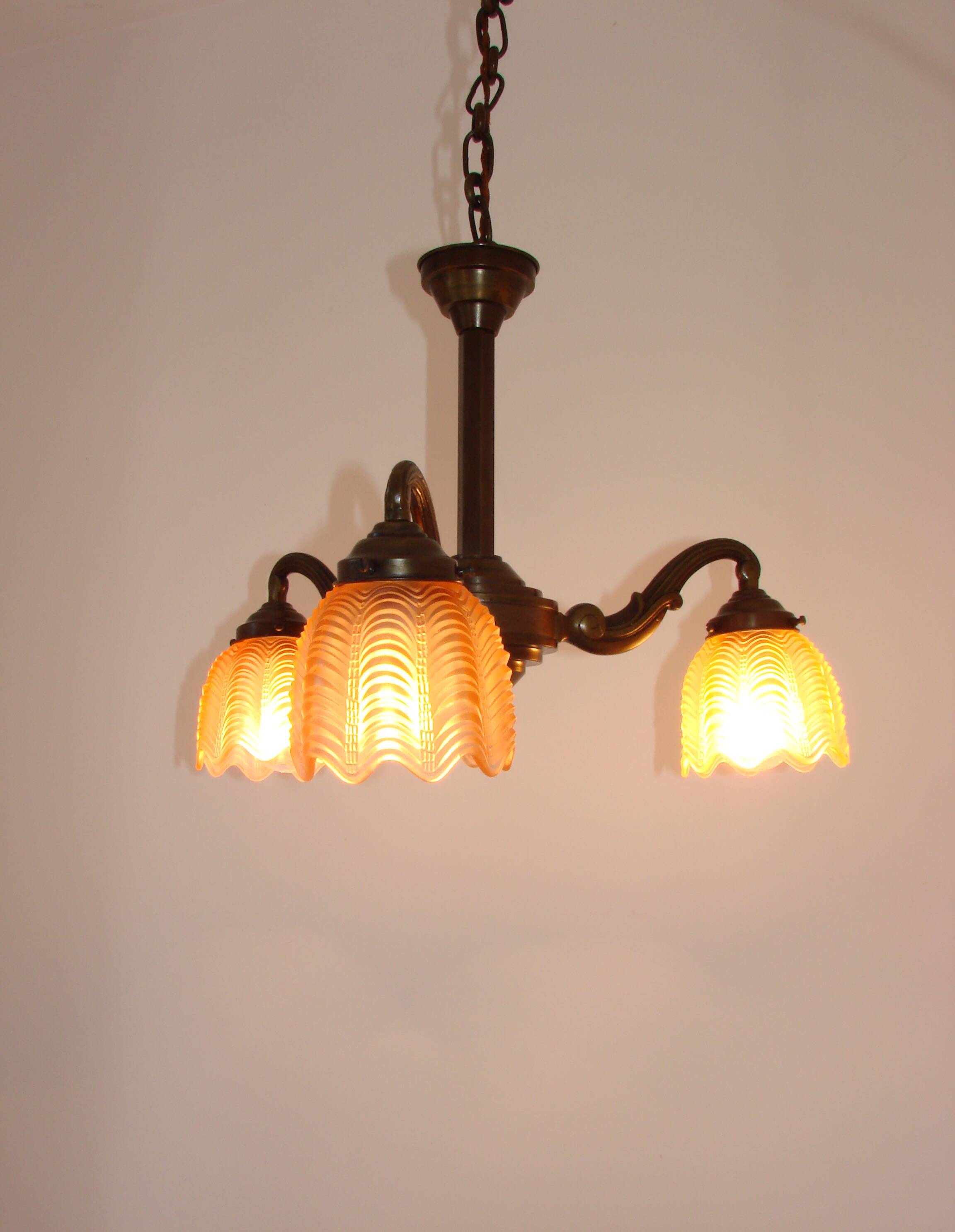 Art Deco bronze chandelier, 1920s.