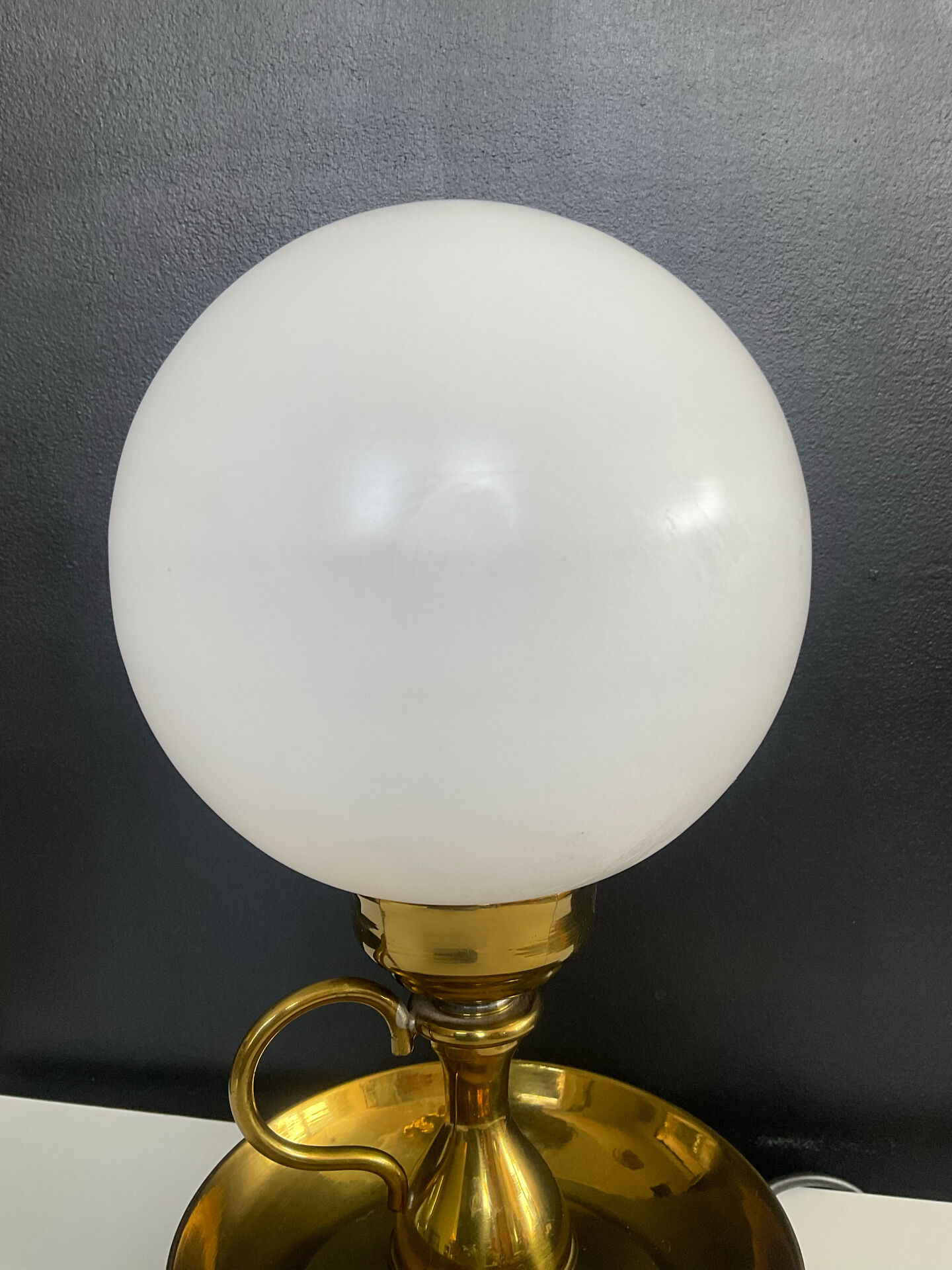 Vintage brass and opaline lamp from the 1970s.