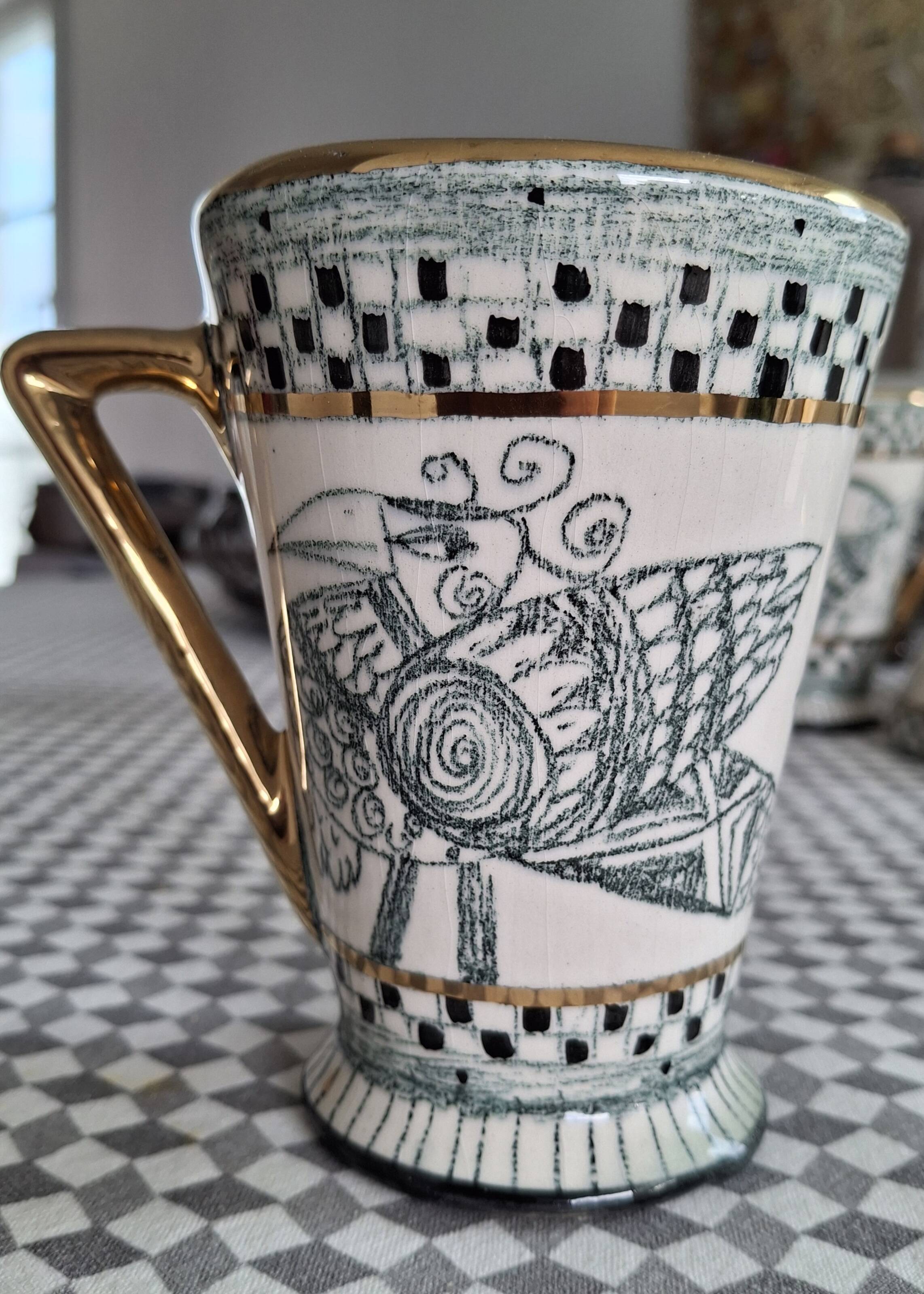 Art ceramic coffee/tea service by linda hojem (1999) - 10 pieces
