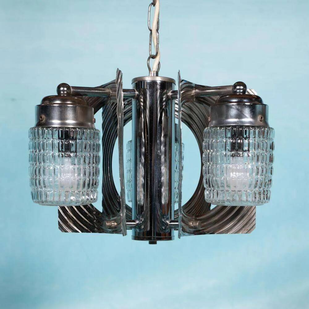 Vintage spatial chandelier, retro cascade suspension from the 60s/70s.