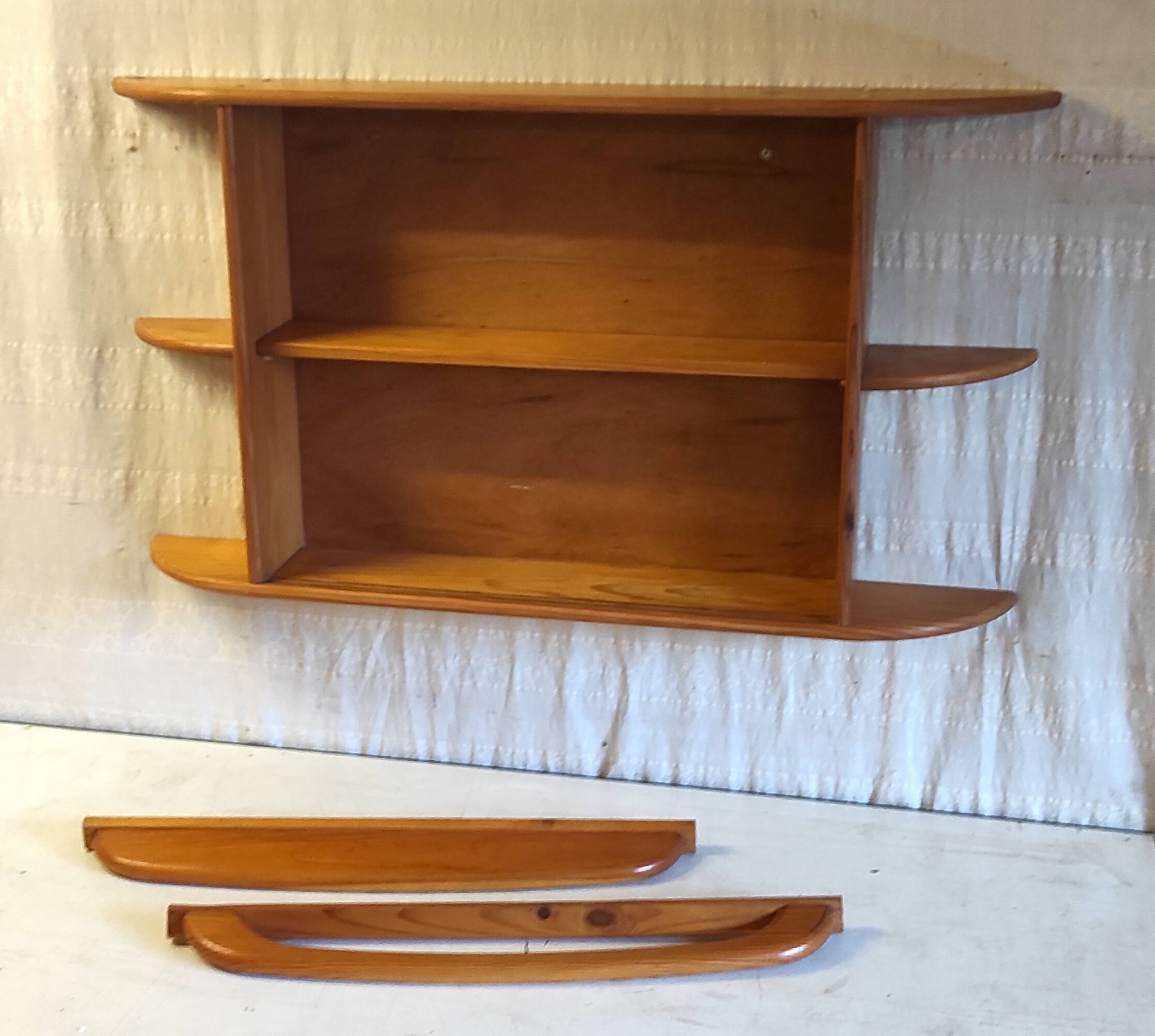 Solid pine bathroom cabinet with shelf - mid 20th century.