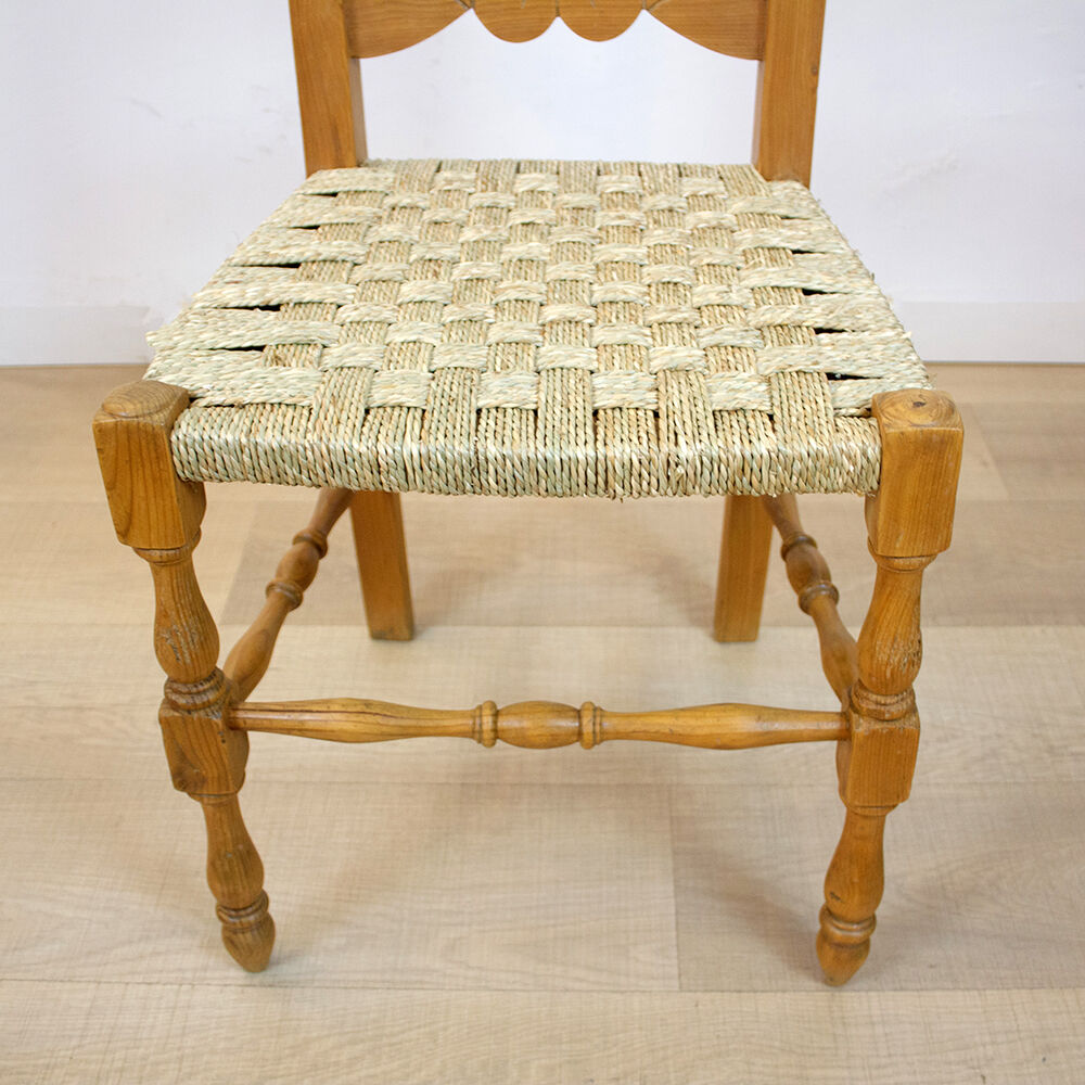 Rustic Chair With Woven Seat, Spain, 1950's