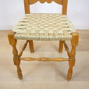 Chaise rustique avec siège tissé Espagne années 1950