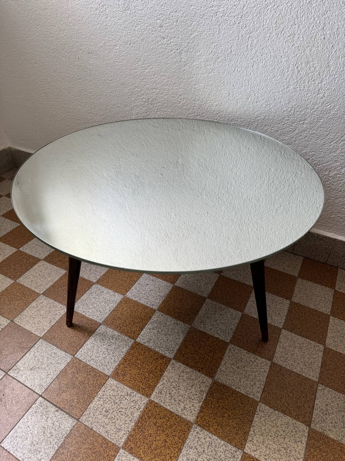 60s tripod mirror coffee table