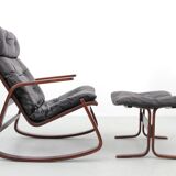 Rocking-chair scandinave Siesta de Ingmar Relling et son ottoman