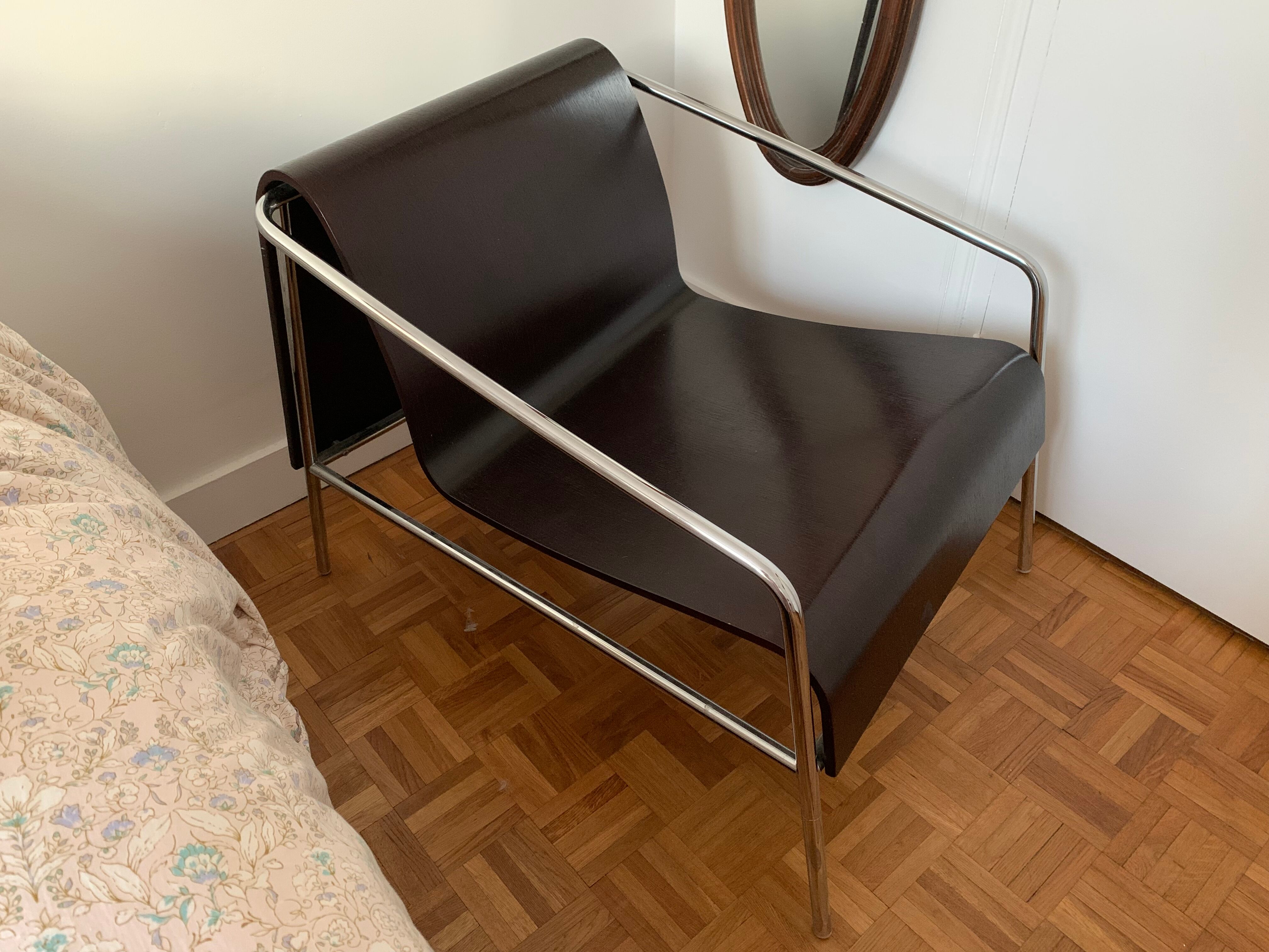 Wood and metal design armchair