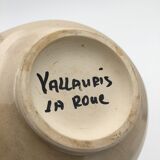 Vintage beige ceramic bowl, signed Atelier La Roue, Vallauris - 1960s