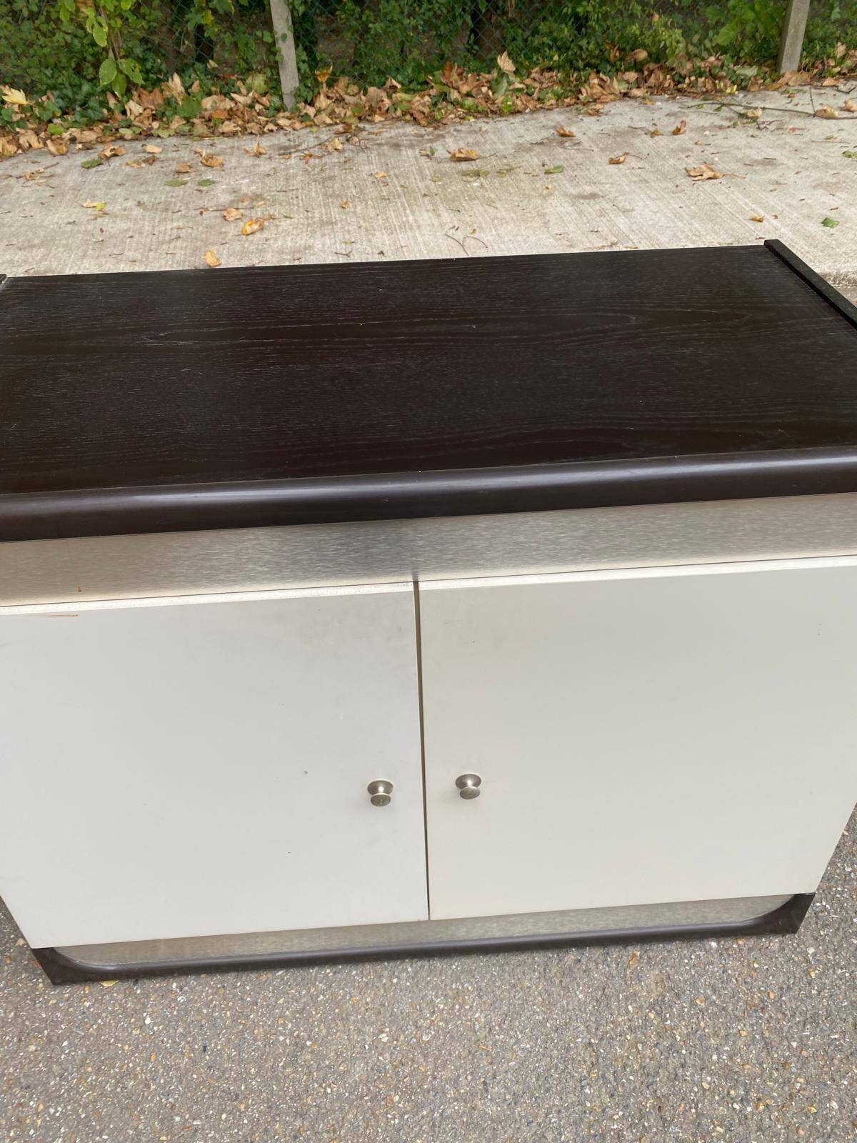 White and brown wooden chest of drawers from the 80s