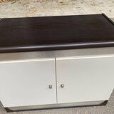 White and brown wooden chest of drawers from the 80s