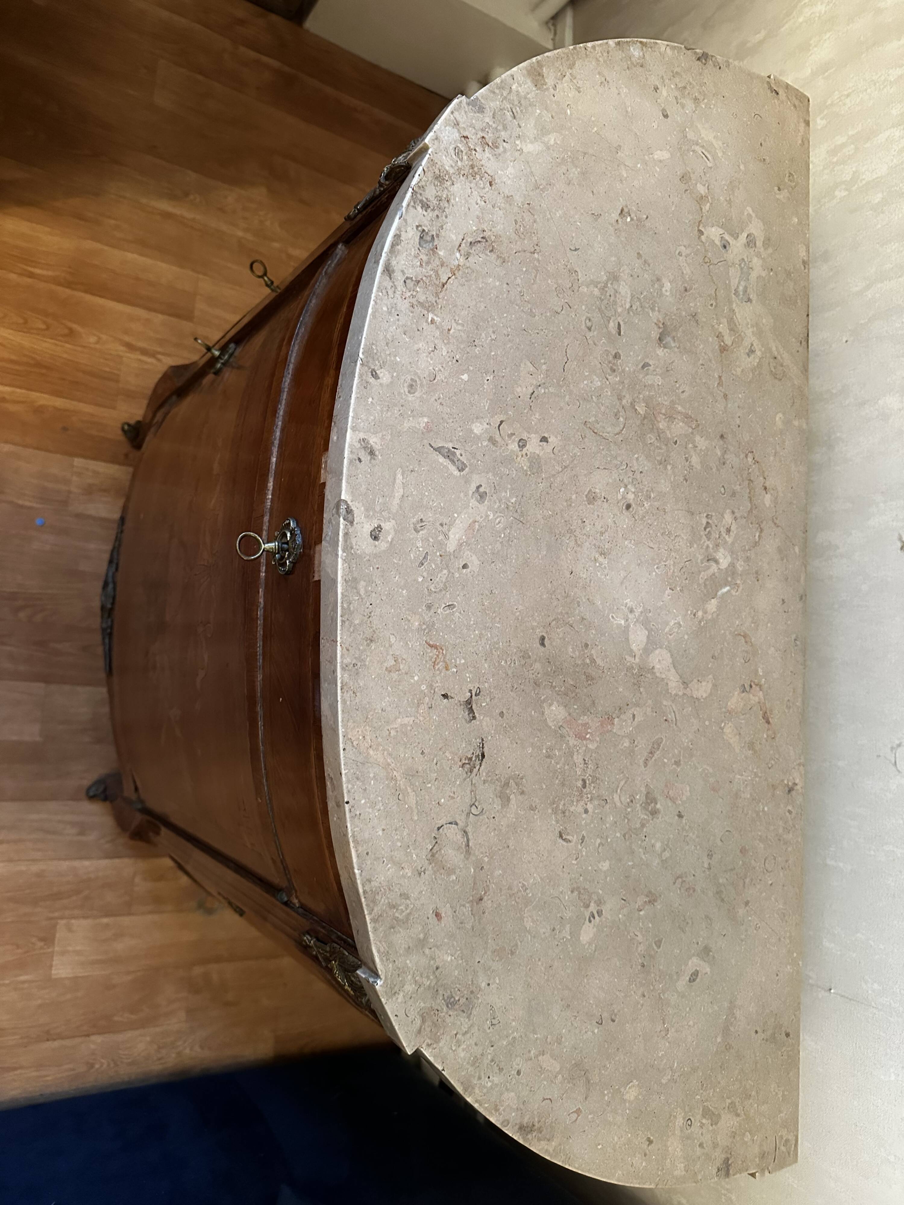 Louis XVI Style Half-Moon Chest of Drawers with Marquetry